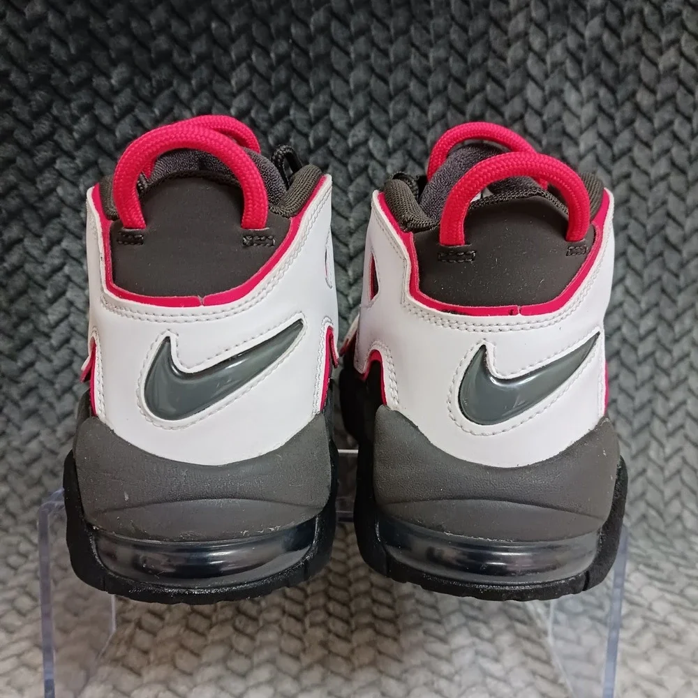 Nike Air More Uptempo GS Medium Ash Red White Black Basketball Shoes Size 4Y